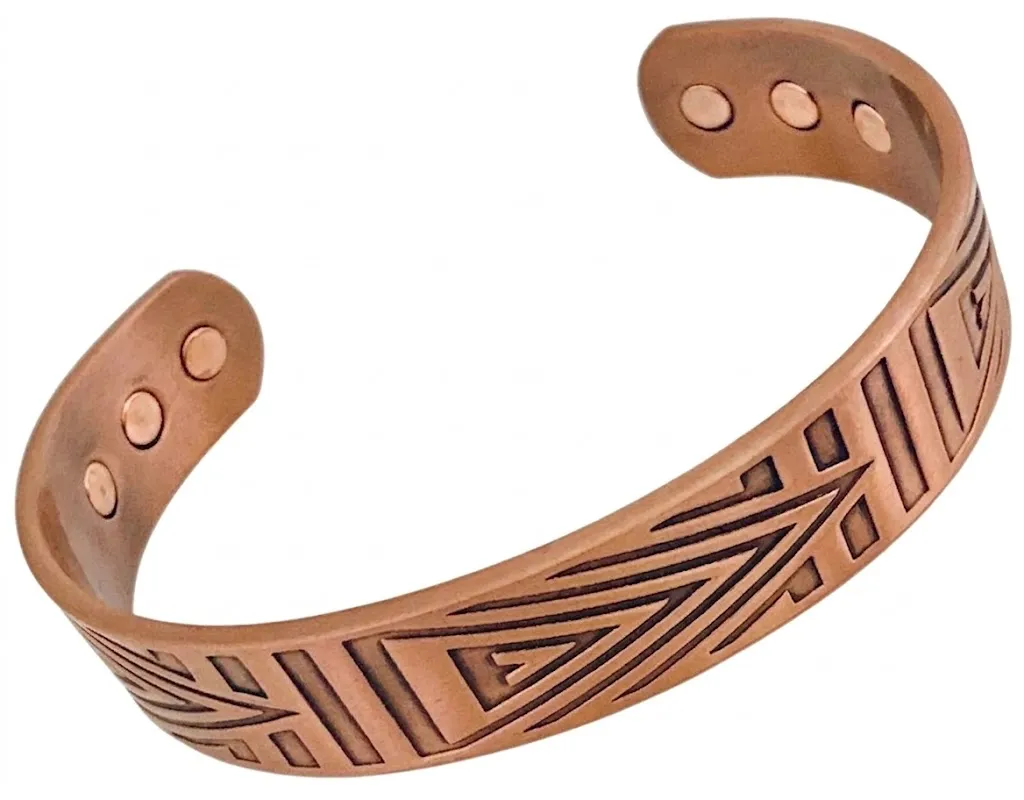 Copper Cuff Bangle - Aztec