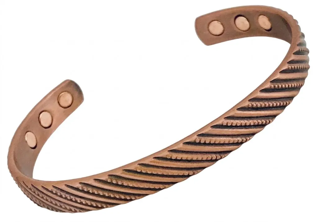 Copper Cuff Bangle - Ribbed Angle