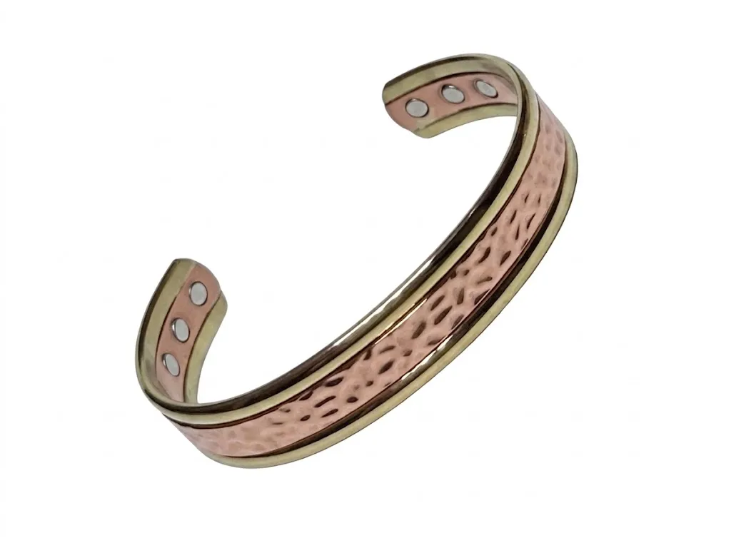 Copper Cuff Bangle - Hammered Brass Edge