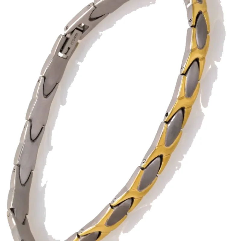 Titanium Bracelet / Anklet – X & Oval 2-Tone