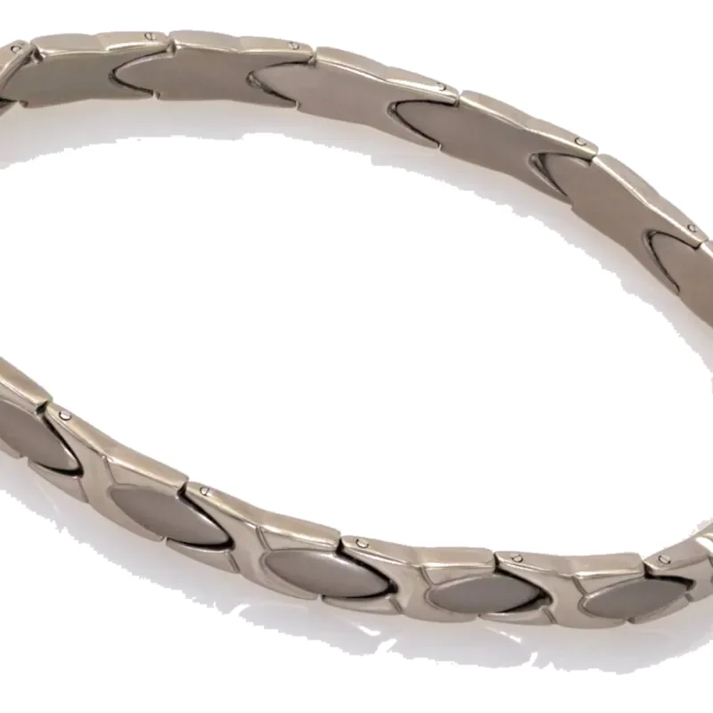 Titanium Bracelet / Anklet – X & Oval Silver