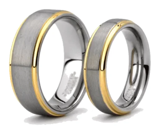 Tungsten Ring – Gold Edge Turbine